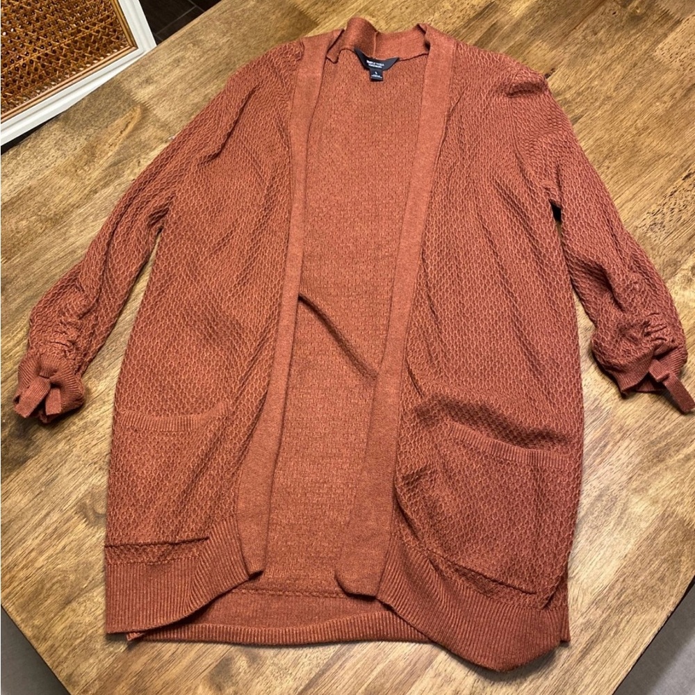 Simply Vera Vera Wang Open Front Terracotta Cardigan - Size Small